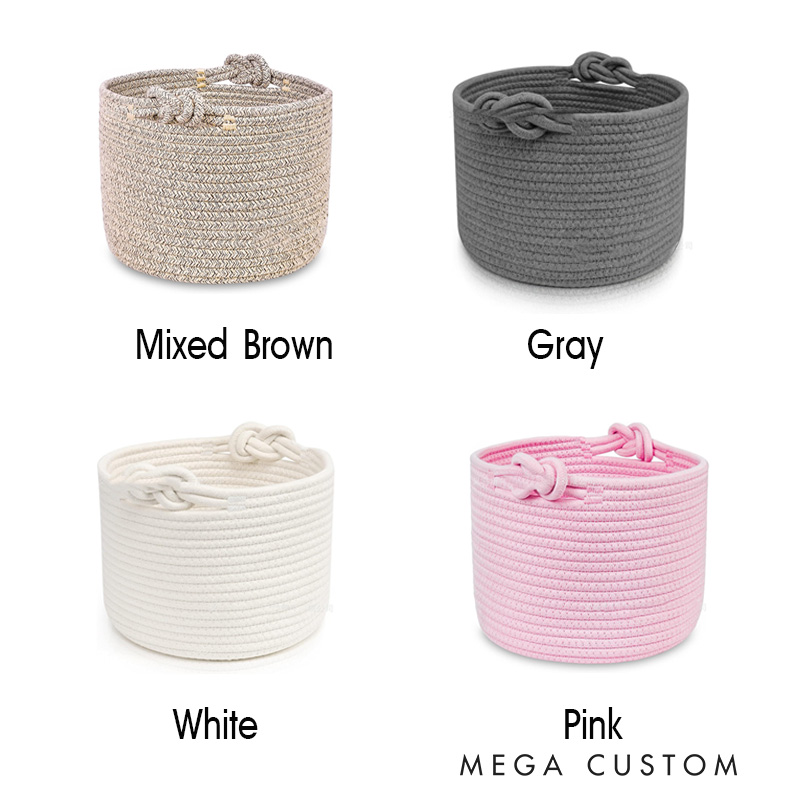 Personalized Cotton Knitted Nursery Basket Baby Shower Gift for Boy or Girl Home Storage Basket