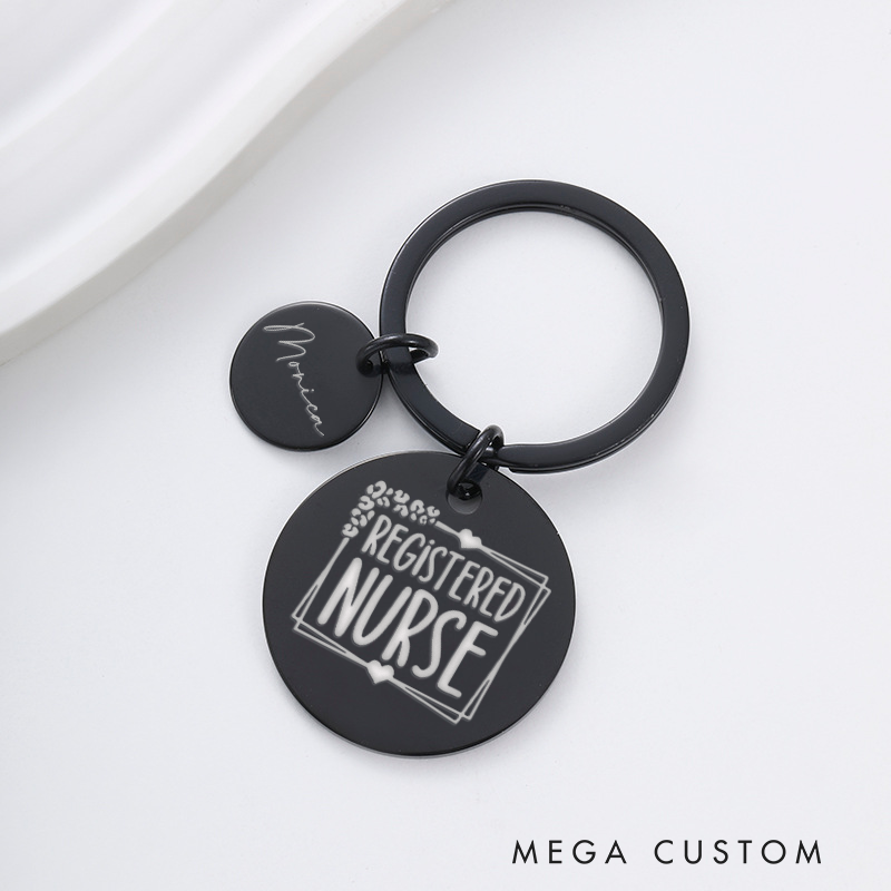 Personalized Nurse Stainless Steel Keychain Engraved Keychain Gift for Nurse Registered Nurse Design Keychain