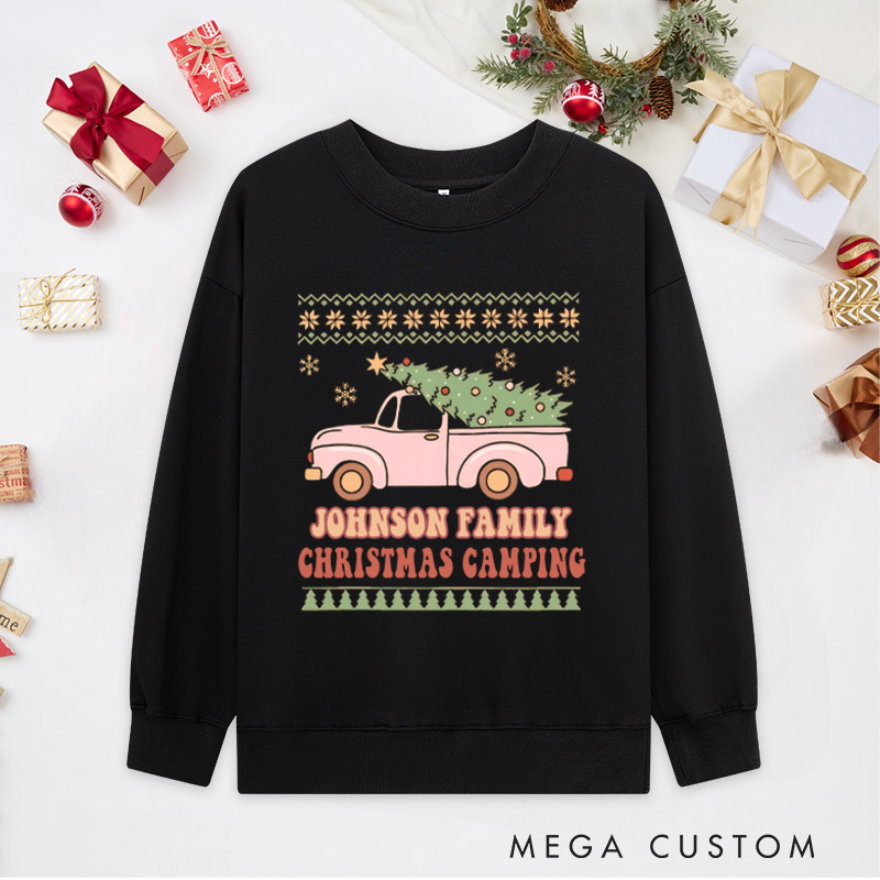 Personalized Family Christmas Camping Classic Sweatshirts Outdoor Adventure Sweatshirts Christmas Gift for Hiking Lover