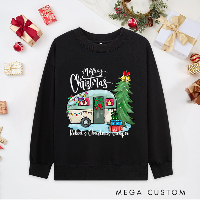 Personalized Camper Christmas Classic Sweatshirts Hiking Outdoors Lover Sweatshirts Christmas Gift