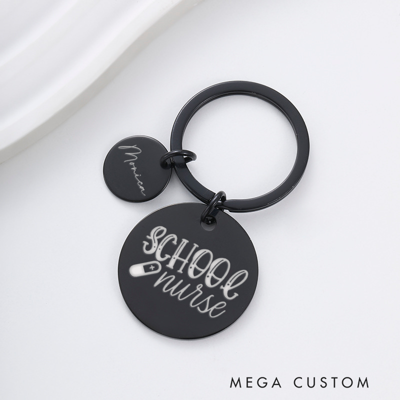 Personalized Nurse Stainless Steel Keychain Engraved Keychain Gift for Nurse School Nurse Design Keychain
