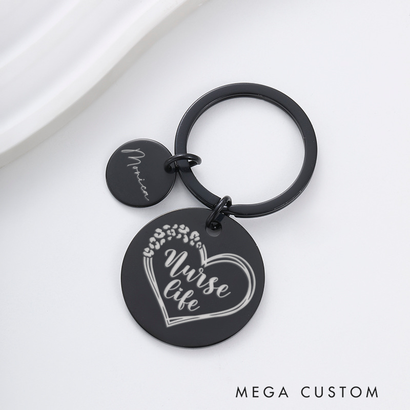 Personalized Nurse Stainless Steel Keychain Engraved Keychain Gift for Nurse Life Design Keychain