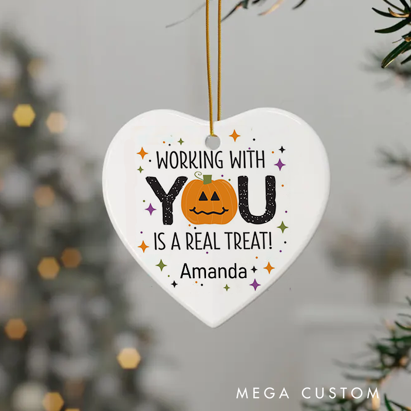 Personalized Office Worker Halloween Ornament a Pumpkin Working With You Is a Real Treat Appreciation Gift for Coworkers