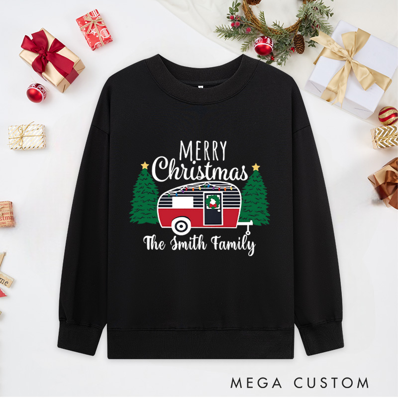 Personalized Cozy Camper Christmas Classic Sweatshirts Merry Christmas Sweatshirts Christmas Gift for Outdoors Lover
