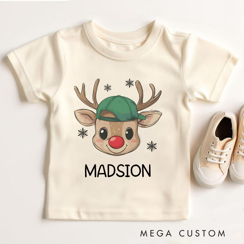 Personalized Reindeer Name Kids Shirt Cute Holiday Shirt Xmas Kids Gift