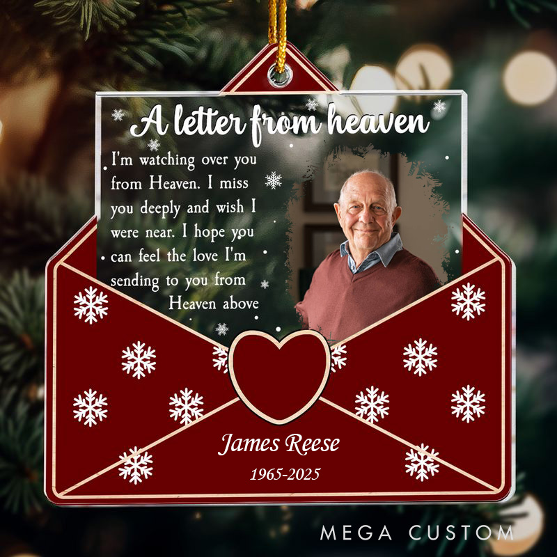 Personalized Memorial Ornament I'm Watching Over You From Heaven Acrylic Photo Ornament Sympathy Gift for Loss of Grandfather
