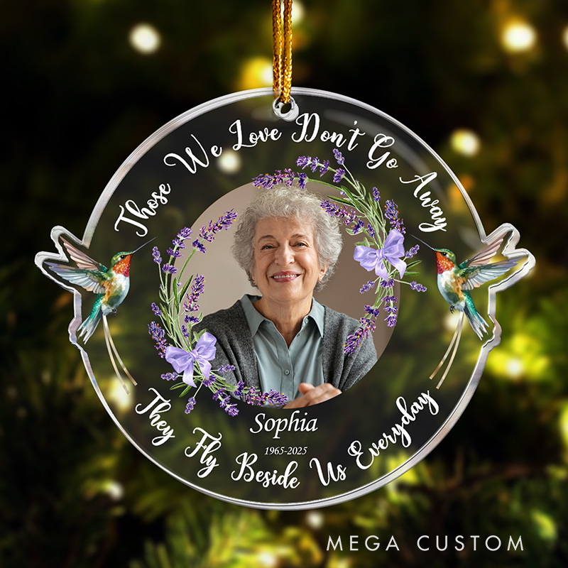 Personalized Memorial Hummingbird Ornament Acrylic Photo Ornament Sympathy Gift for Loss of Grandmother