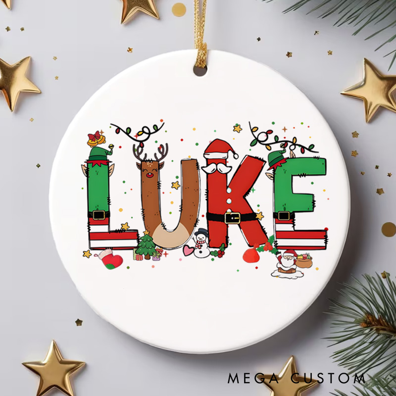 Personalized Christmas Ornaments with Name Santa Reindeer Ornament