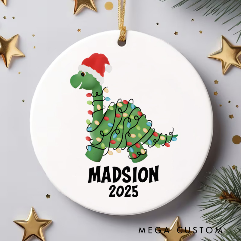 Personalized Dinosaur Christmas Ornament Cute Boys Christmas Ornament