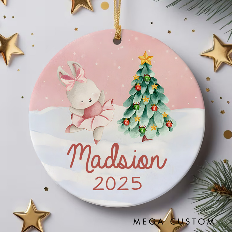 Personalized Bunny Christmas Ornament with Name Xmas Gift