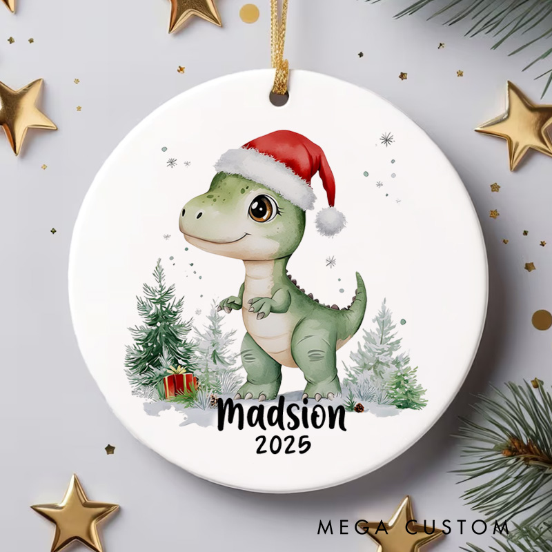 Personalized Christmas Dino Ornaments Xmas Gift Ornament with Name