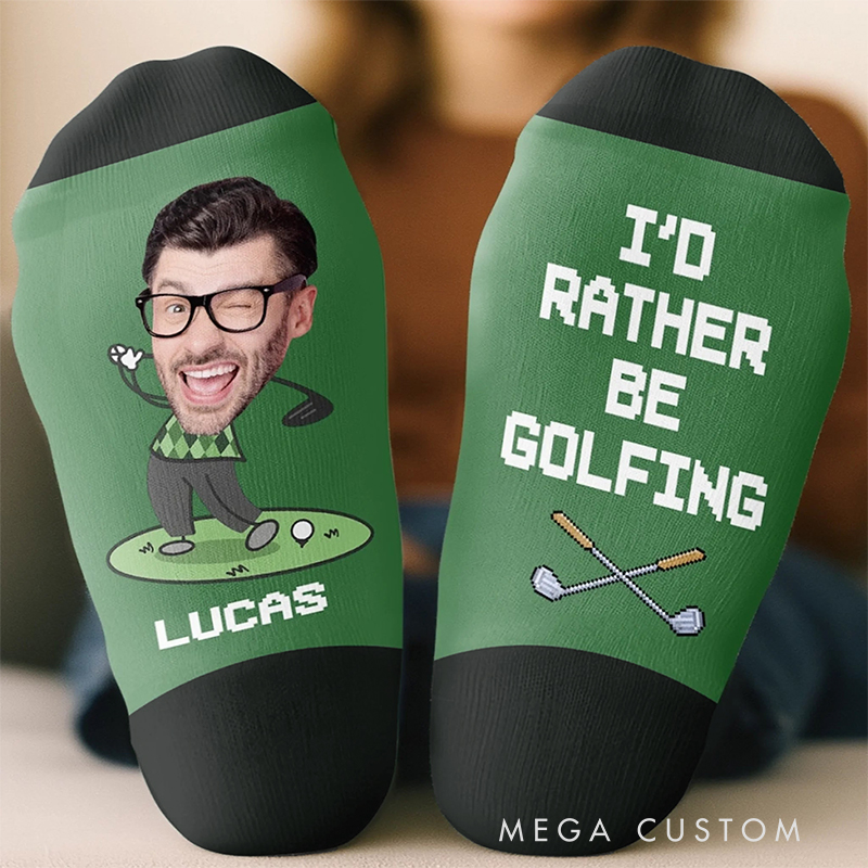 Personalized "I’d Rather Be Golfing" Socks with Custom Name and Design   