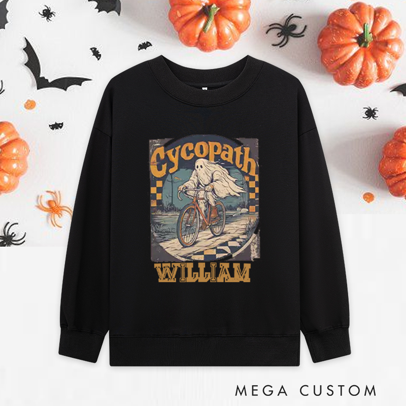 Personalized Halloween Classic Sweatshirts with Vintage Ghost Cycling Theme for Fitness Enthusiasts Bodybuilders and Gym Lovers