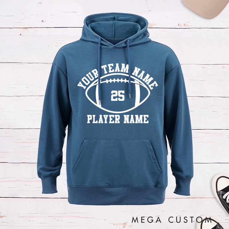 Personalized American Football Hoodie with Custom Team Name, Player Name and Number Design