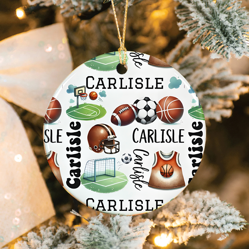 Personalized Multi-Sport Ornament with Custom Name Design