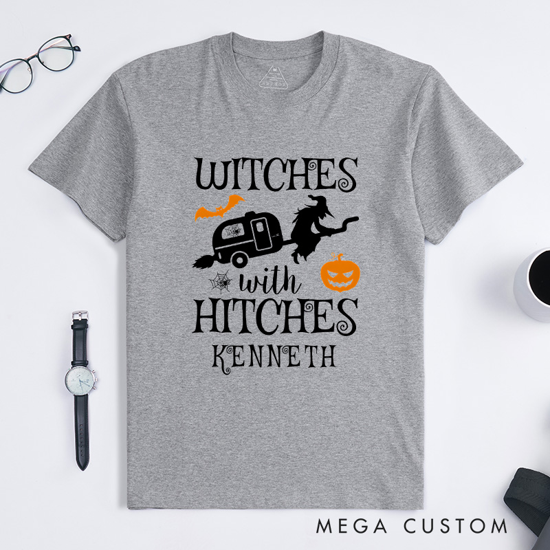 Personalized Witches with Hitches T-Shirt Campers Life Lovers Shirt Spooky Pumpkin Shirt Halloween Gift Adventure Outdoor