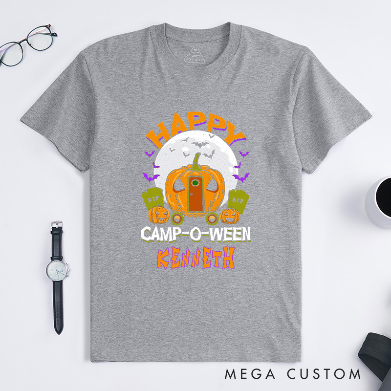 Personalized Happy Camp Halloween T-Shirt Halloween Camping Adventure Shirt Gift for Outdoor