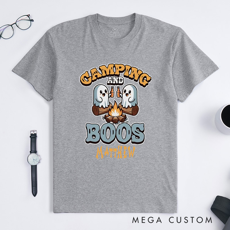 Personalized Camping and Boos T-Shirt Halloween Camping Hiking Lovers T-Shirt Halloween Gift