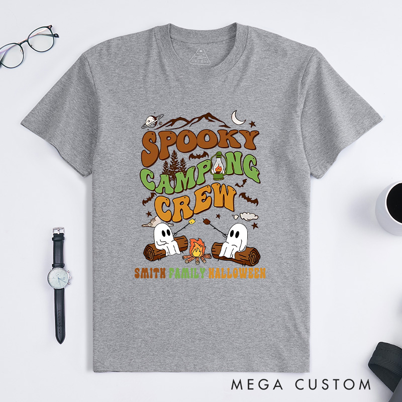 Personalized Spooky Camping Crew T-Shirt a Haunted Campfire Adventure T-Shirt Halloween Gift Outdoor Lover