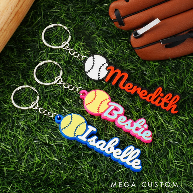 Personalized 3D Printed Softball Keychain Featuring Custom Name