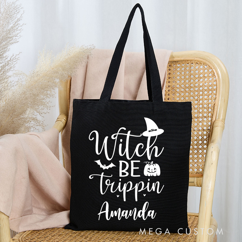 Personalized Witch be Trippin Tote Bag Gift for Traveling Lovers Halloween Gift for Travel Lover