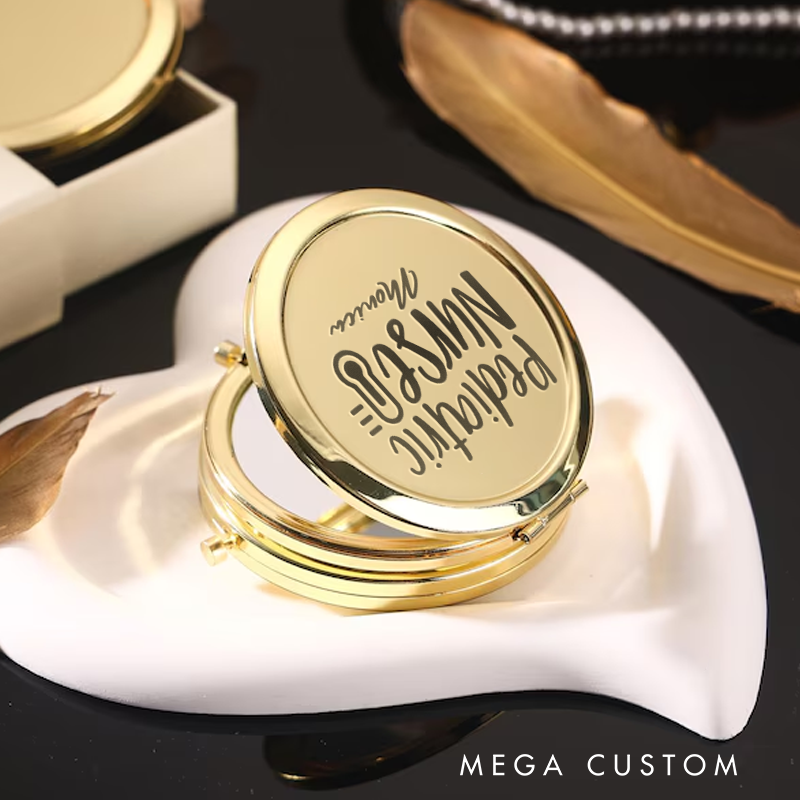 Personalized Nurse Compact Mirror Engraved Pediatric Nurse Design Mirror Pocket Mirror For Her Nurse Appreciation Gift 
