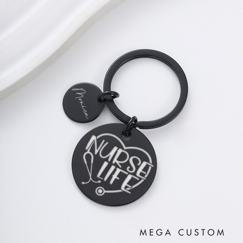 Personalized Nurse Stainless Steel Keychain Engraved Keychain Gift for Nurse Life Design Keychain