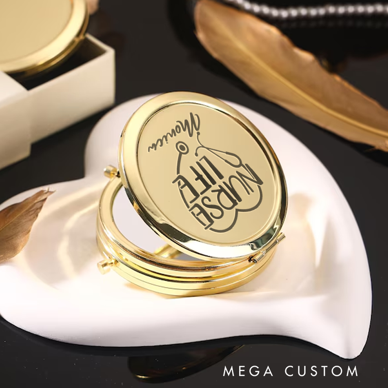 Personalized Nurse Compact Mirror Engraved Nurse Life Design Mirror Pocket Mirror For Her Nurse Appreciation Gift 