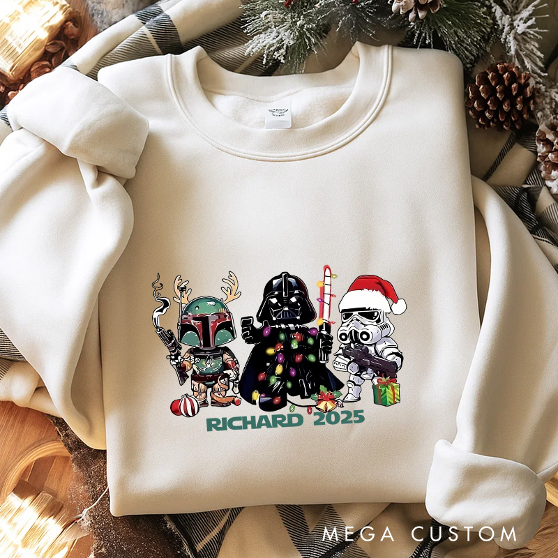 Personalized Christmas Galaxy Sweatshirt Star Holiday Fantasy Nerdy Geek Crewneck Christmas Gift