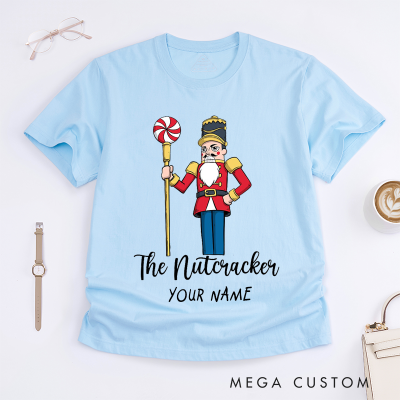 Personalized Dance Soldier Gift Custom Name Classic T-Shirts Red Uniform Candy Cane Print Unique Present for Him Dad Husband