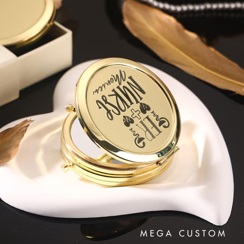 Personalized Nurse Compact Mirror Engraved ER Nurse Design Mirror Pocket Mirror For Her Nurse Appreciation Gift 