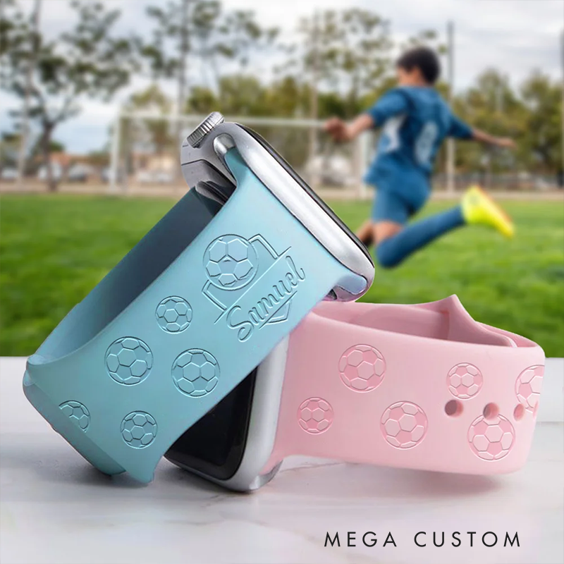Personalized Soccer-Themed Watch Band with Custom Engraving
