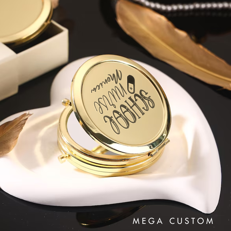Personalized Nurse Compact Mirror Engraved School Nurse Design Mirror Pocket Mirror For Her Nurse Appreciation Gift 