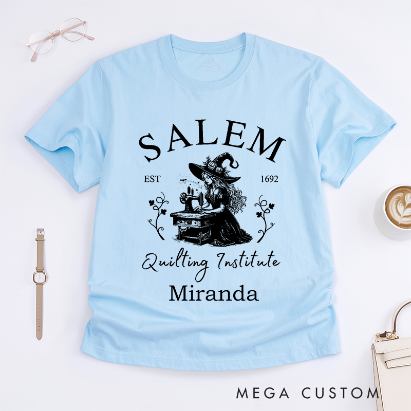 Personalized Salem Quilting Institute Classic T-Shirts for Sewing Lovers Halloween Sewer Gift Shirt