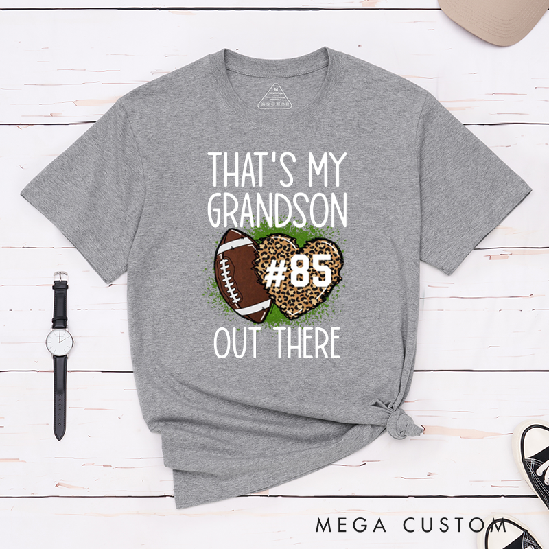 Personalized Leopard Print American Football and Rugby T-Shirts for Grandma T-Shirts with Custom Number