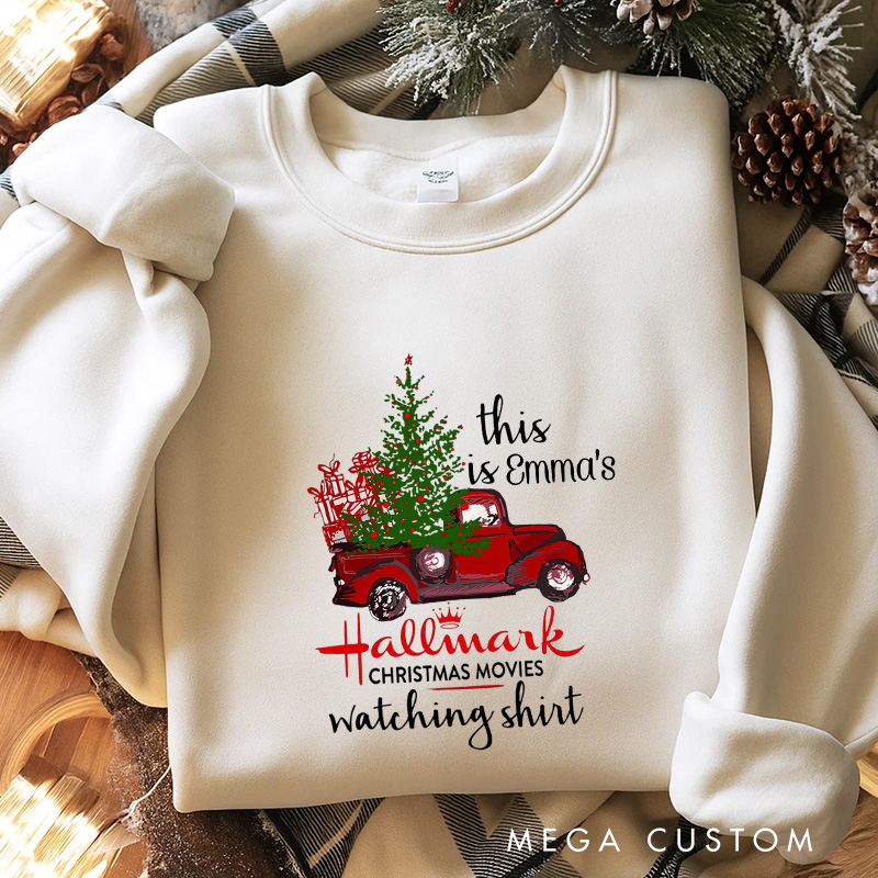 Personalized Christmas Movie Watching Shirt Movie Classic Sweatshirt Vintage Holiday Movies Crewneck Family Movie Shirt