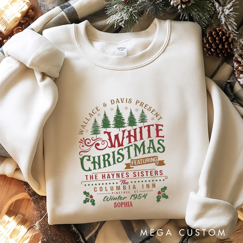Personalized Snowy Christmas Movie Classic Sweatshirt Vintage Holiday Movies Crewneck Family Movie Shirt