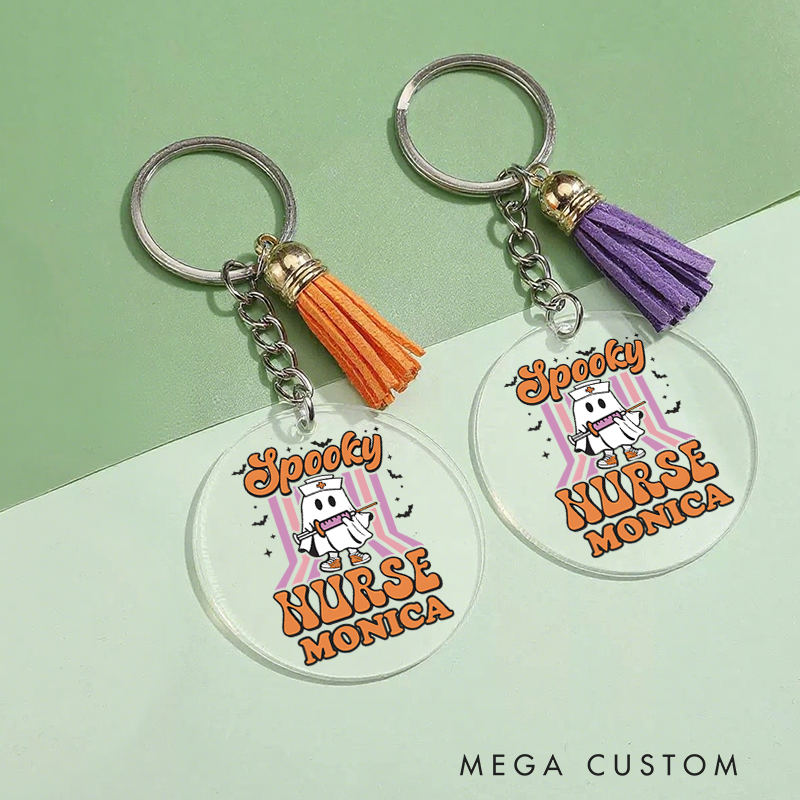 Personalised Acrylic Keychain for Nurse Customized Spooky Nurse Design Keychain Gift 