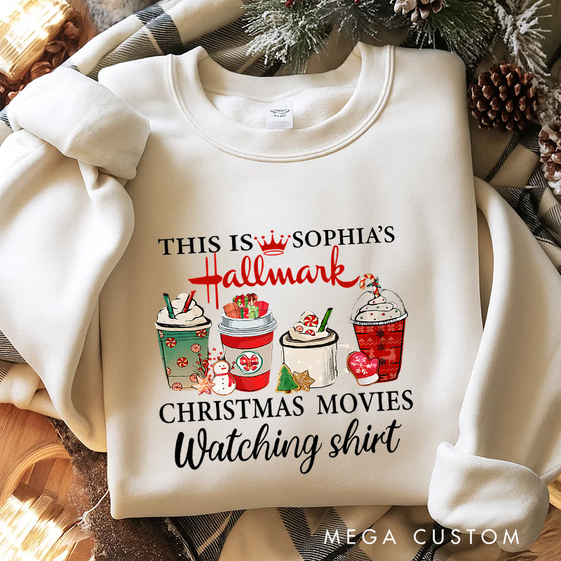 Personalized Christmas Movie Watching Shirt Classic Sweatshirt Christmas Film Crewneck Movie Holiday Shirt