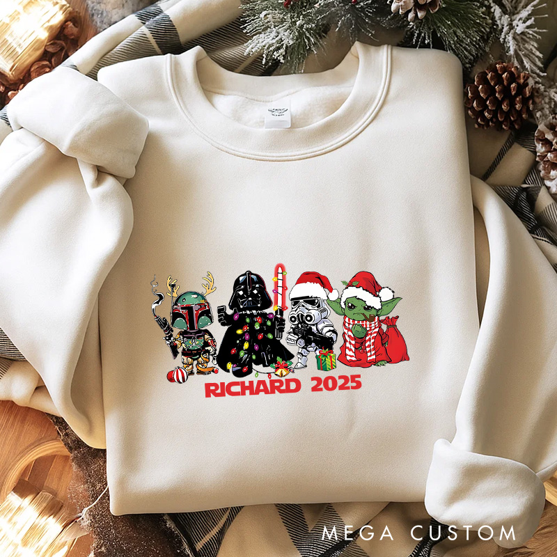 Personalized Star Crew Christmas Classic Sweatshirt Galaxy War Film Crewneck Movie Holiday Shirt