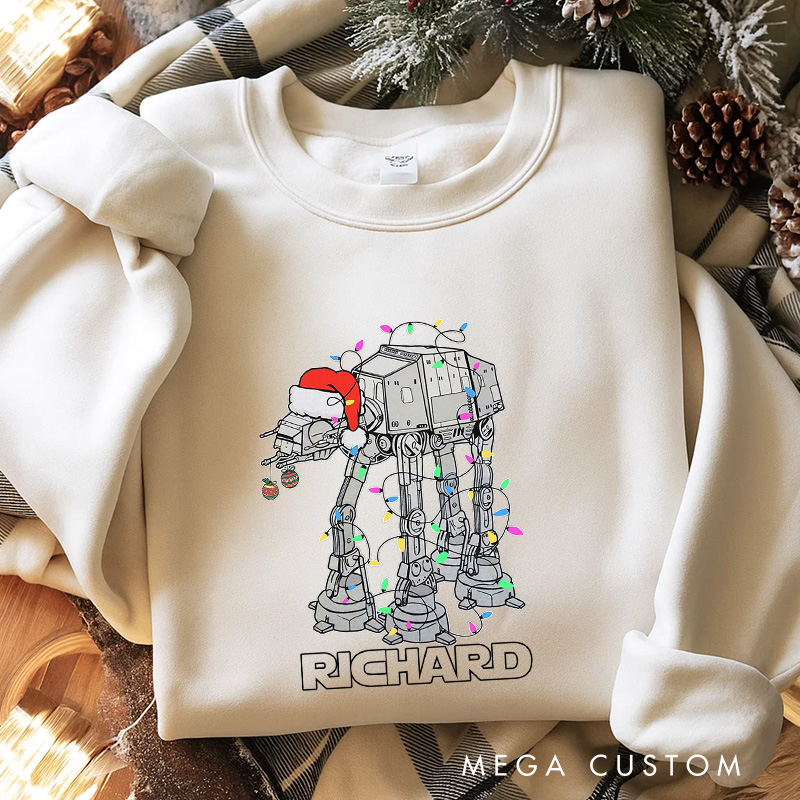 Personalized Walking Christmas Classic Sweatshirt Galaxy War Film Crewneck Movie Holiday Shirt