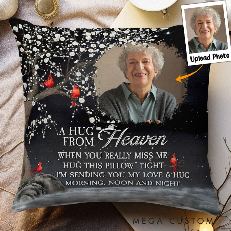 Personalized Hugs from Heaven Pillow Memorial pillow Grief Sympathy Gifts Bereavement Pillow for Loss of Grandmother Remembrance Memory Gift