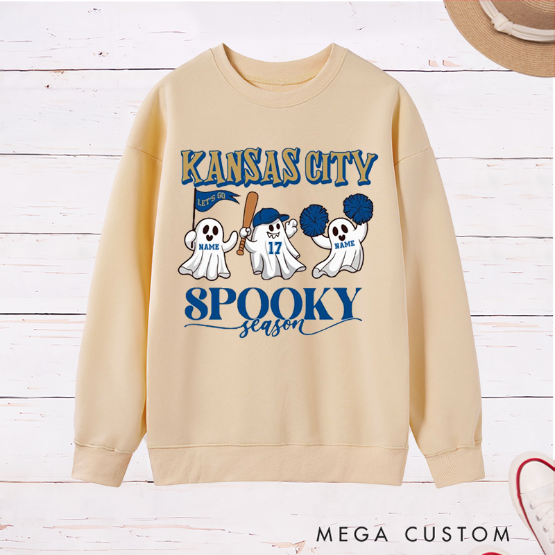 Personalized Kansas City Spooky Season Sweatshirt with Custom Text 