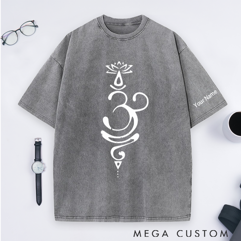 Personalized Yoga Teacher Washed T-Shirt with Elegant Line Art Design Perfect Gift for Yoga Lover and Daily Wear