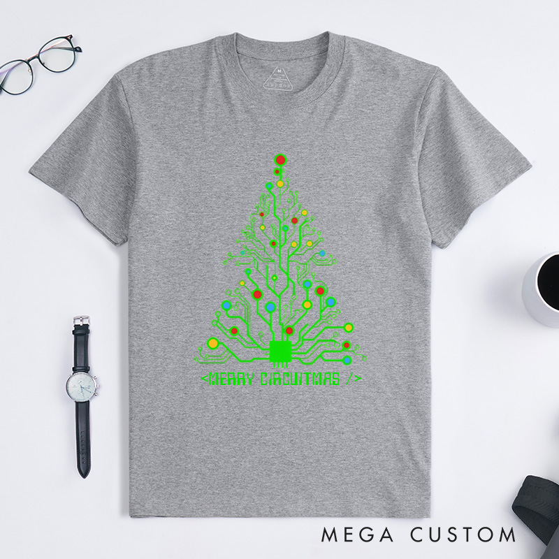 Personalized Merry Circuitmas T-Shirt Programmer Computer Technology Lovers Shirt Christmas Gift for Geek Nerd