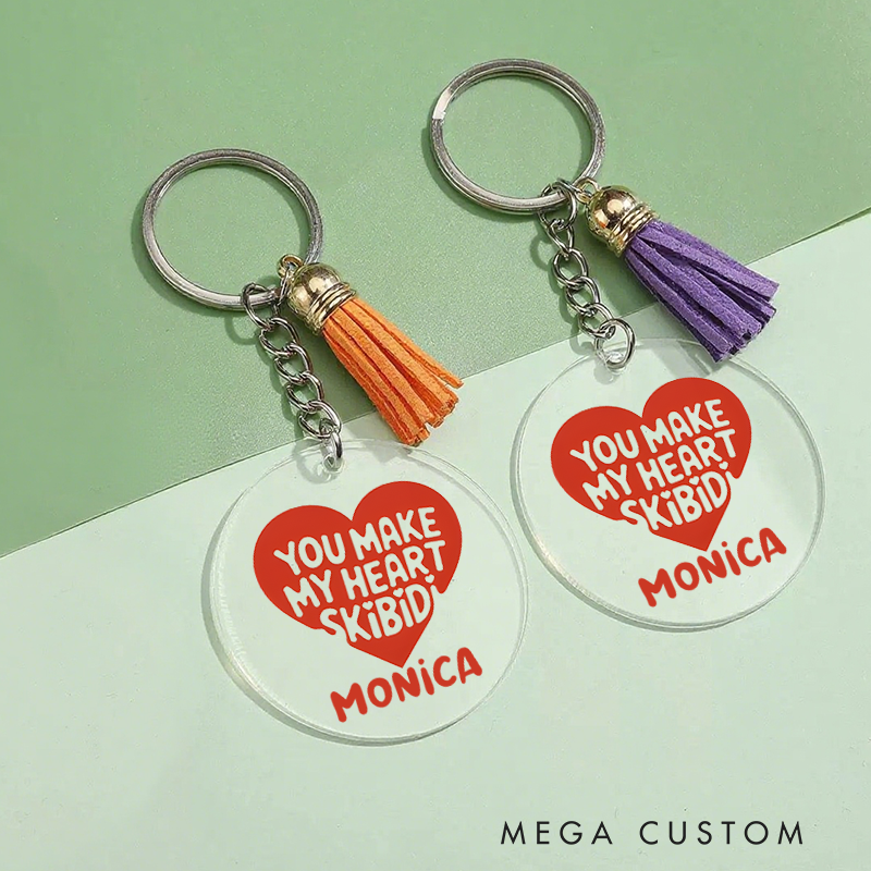 Personalized Acrylic Tassel Keychain for Nurse Customized You Make My Heart Skibidi Design Keychain Nurse Week Gift
