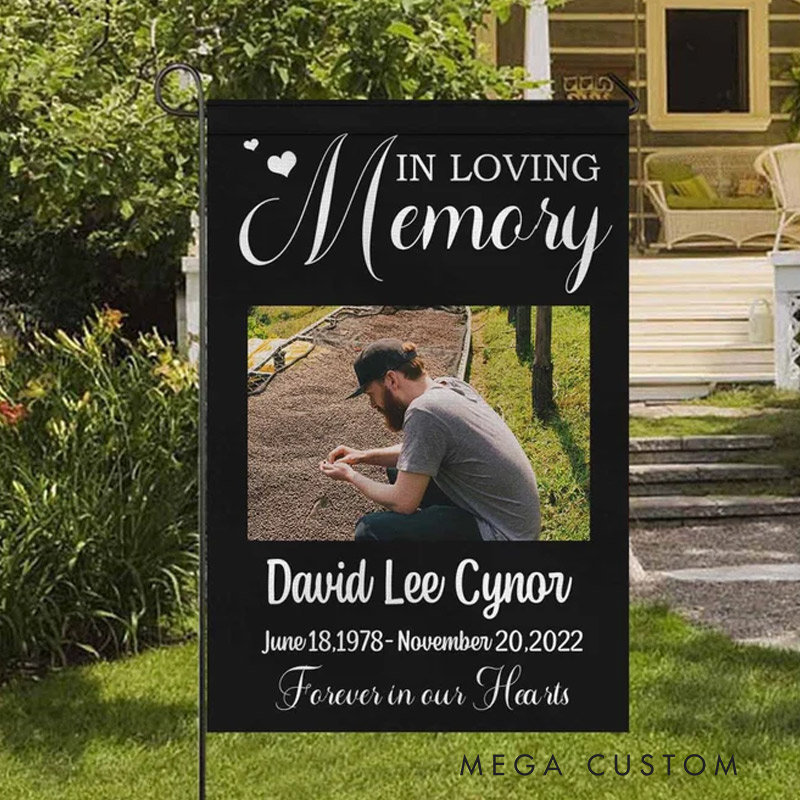 Personalized Memorial Garden Flag Custom Photo Name Date Flag Sympathy Flag Garden Flag Grave Decoration Funeral Service Flag