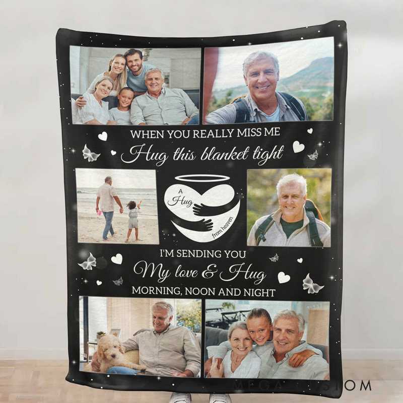 Personalized Memorial Photo Blanket A Hug From Heaven Memorial Gift Remembrance Blanket in Loving Memory Blanket