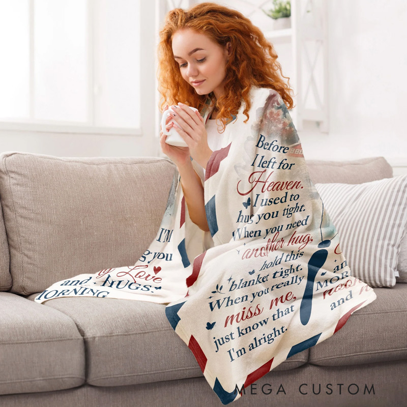 Personalized Memorial Blanket with Photo A Hug From Heaven Picture Blanket Sympathy Gift for Loss of Grandmother Mother Remembrance Gift