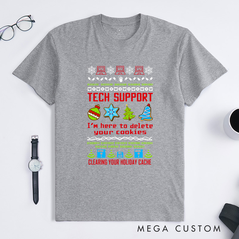 Personalized Tech Support Christmas T-Shirt Programmer Computer Technology Lovers Shirt Christmas Gift for Geek Nerd